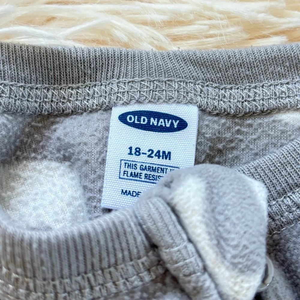 Old Navy Grey Dinosaur Fleece Zip Up One Piece Footed Pajamas 18/24